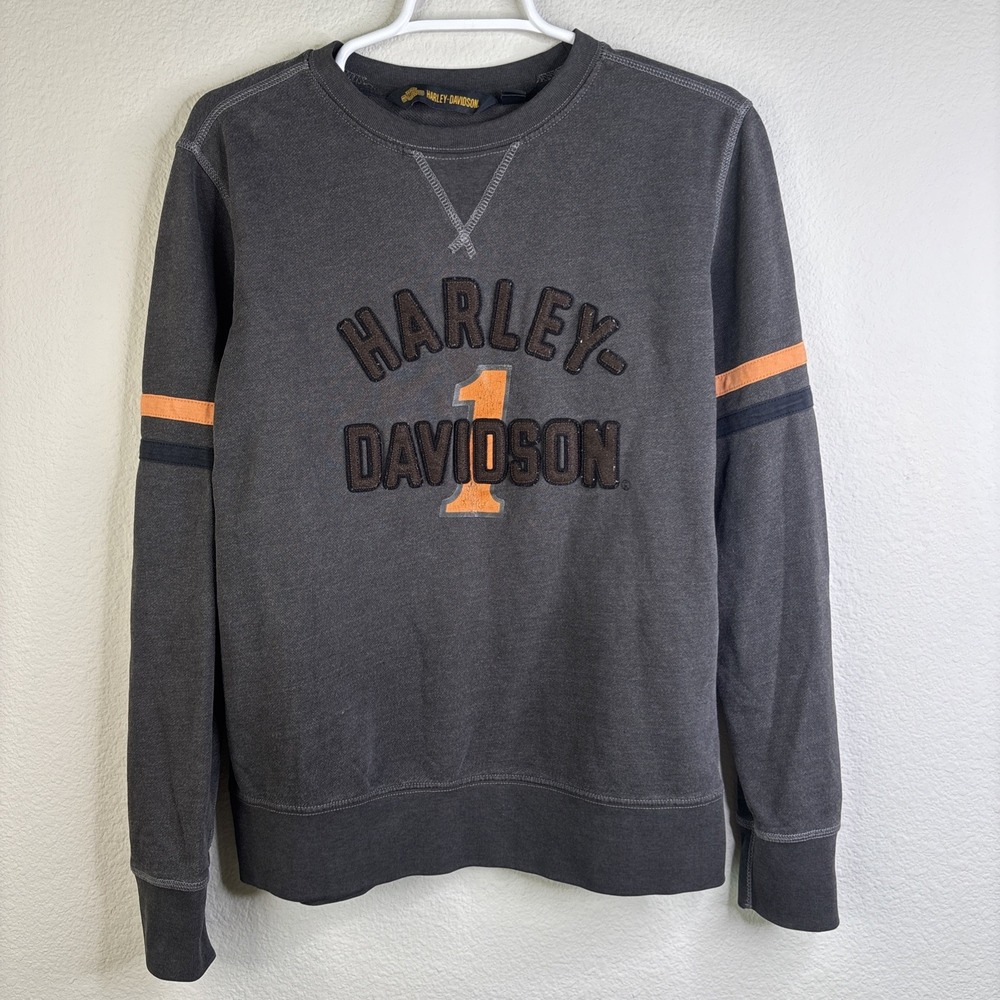 Harley-Davidson Thermql Sweatshirt Mens L Gray Crewneck Biker Motorcycle Y2K